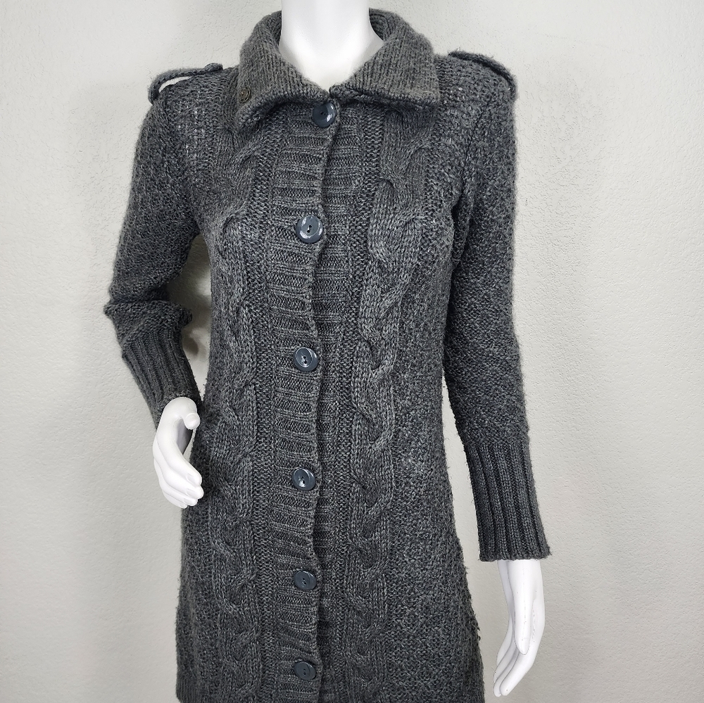 Cocogio Italian Gray Wool‎ Boho Long Cardigan Size S - Picture 7 of 15
